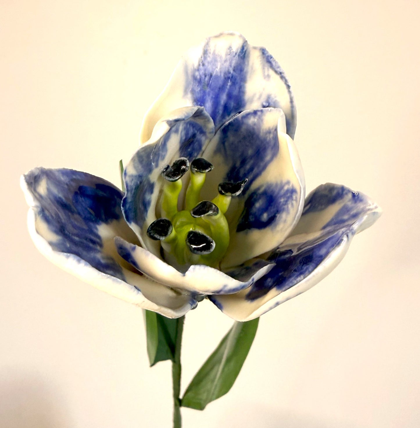 Tige de tulipe en porcelaine émaillée bleue, TUL-386-1-0-T
