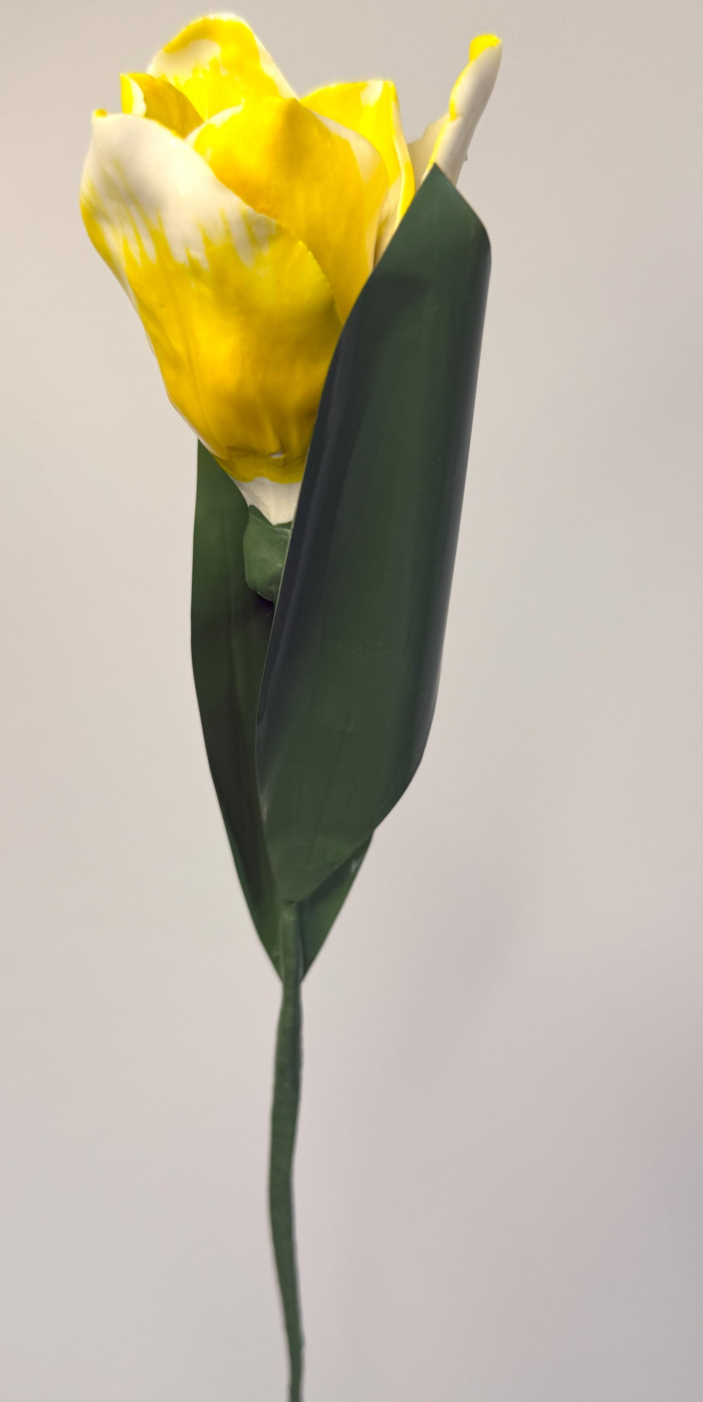 Tige de tulipe en porcelaine émaillée jaune, TUL-391-1-0-T