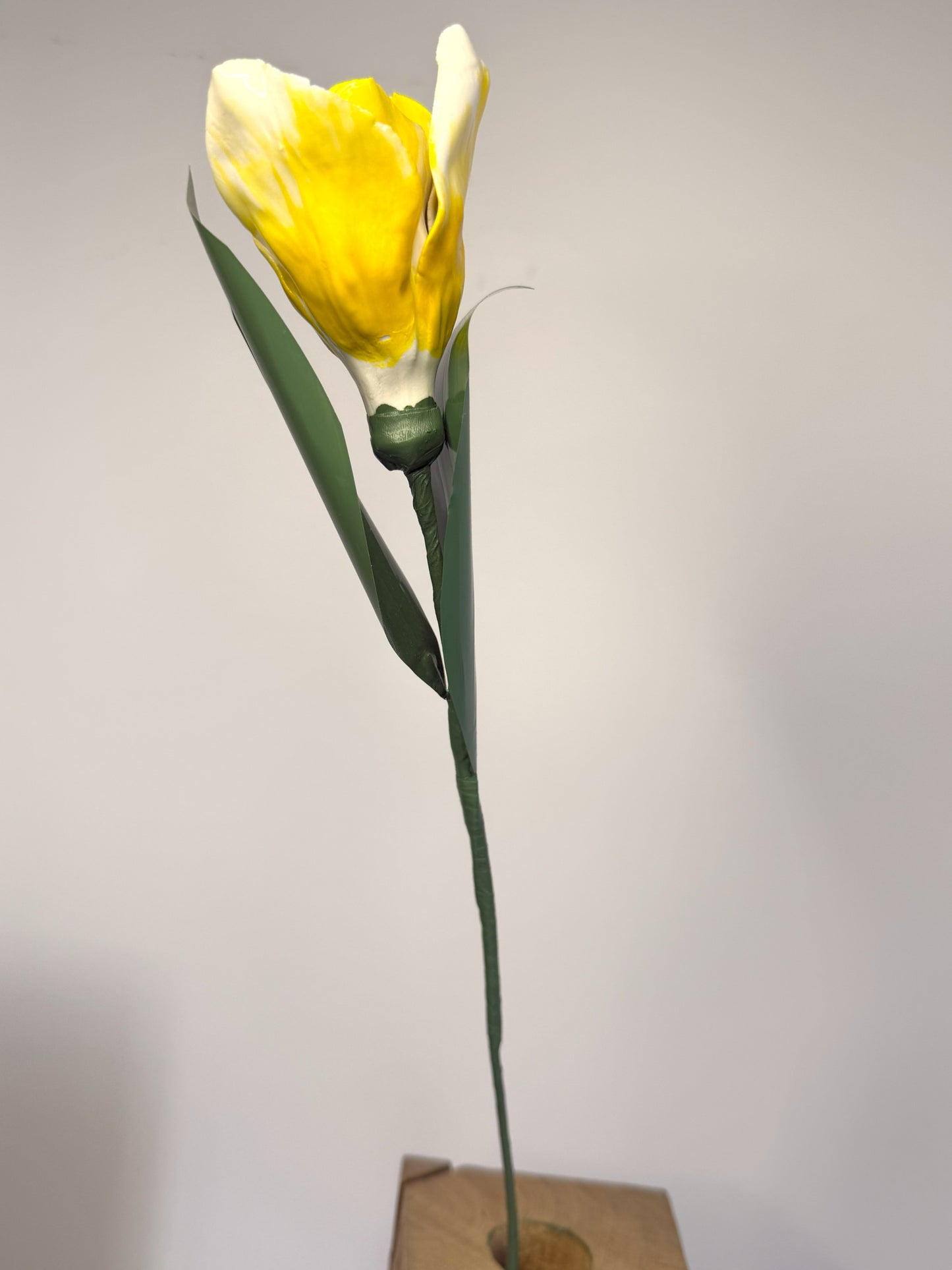 Tige de tulipe en porcelaine émaillée jaune, TUL-391-1-0-T