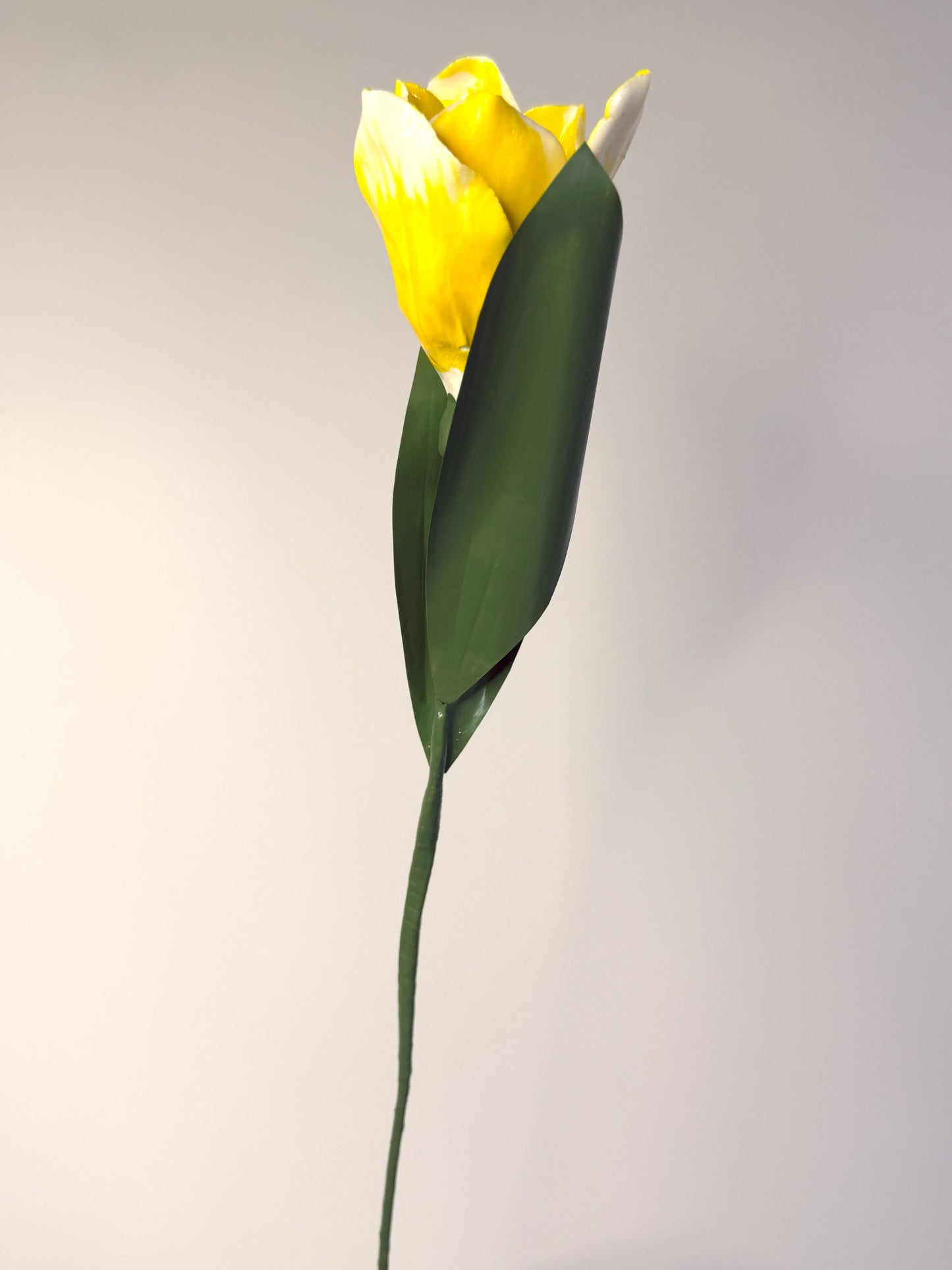 Tige de tulipe en porcelaine émaillée jaune, TUL-391-1-0-T