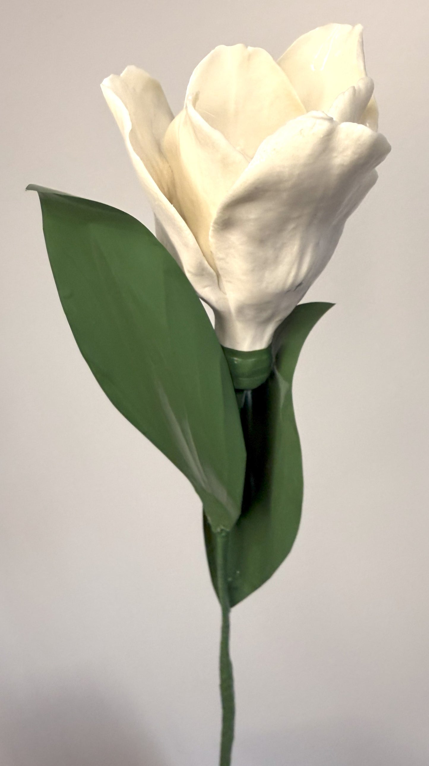 Tige de tulipe en porcelaine émaillée blanche, TUL-000-1-0-T