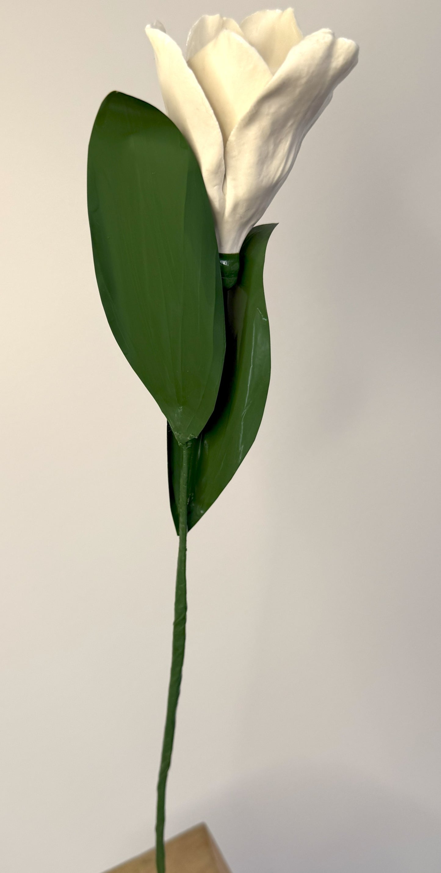 Tige de tulipe en porcelaine émaillée blanche, TUL-000-1-0-T