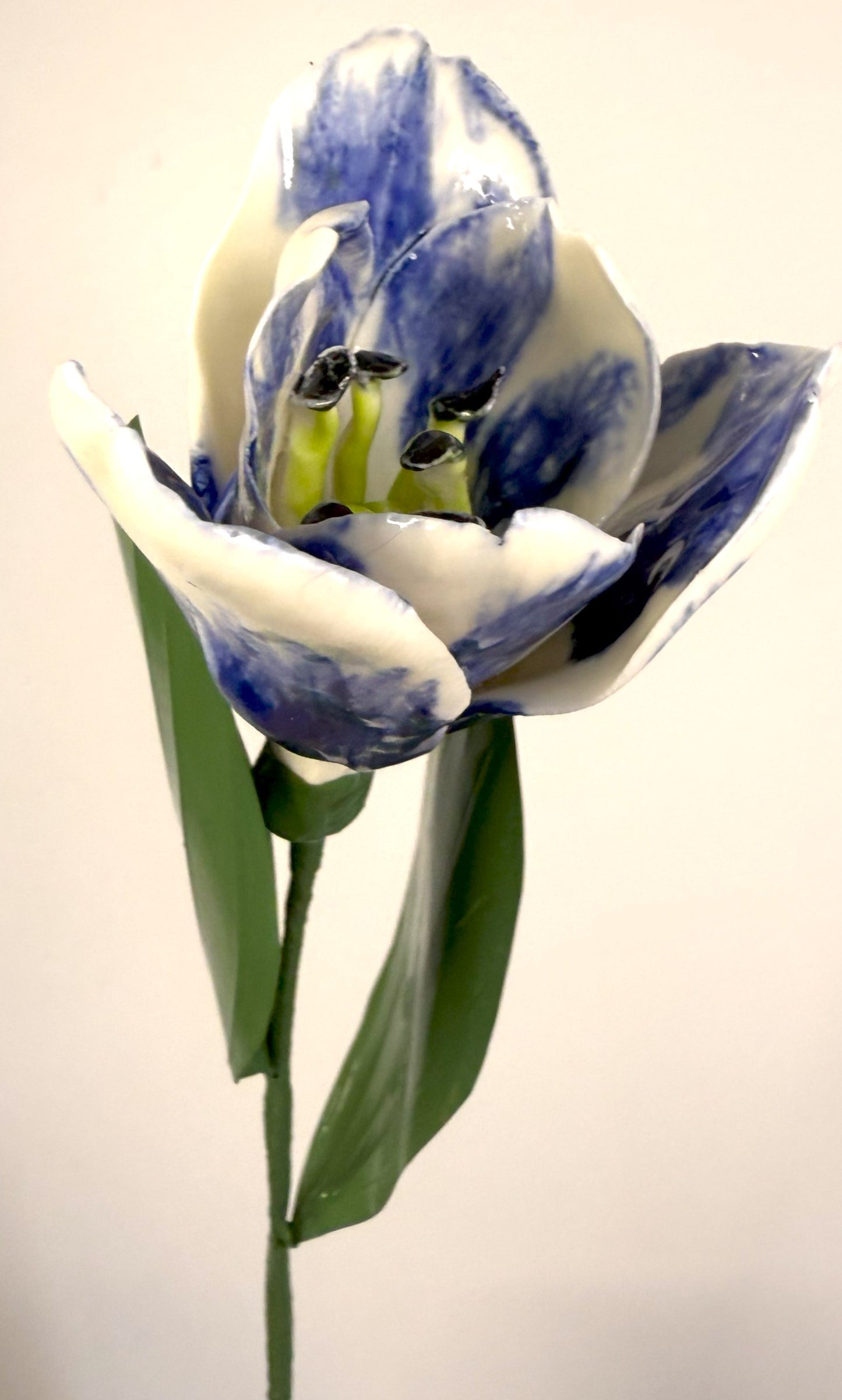 Tige de tulipe en porcelaine émaillée bleue, TUL-386-1-0-T