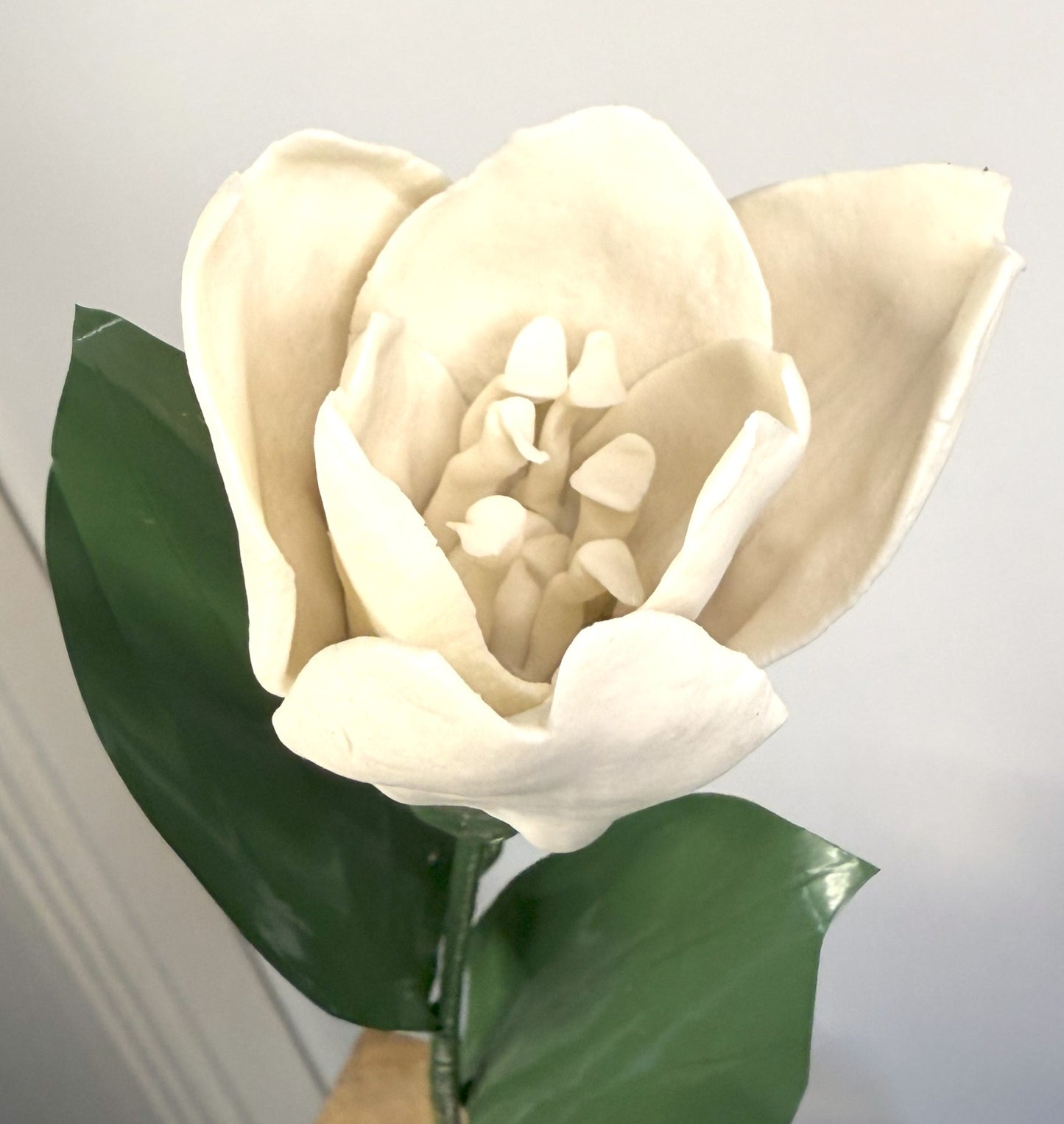 Tige de tulipe en porcelaine émaillée blanche, TUL-000-1-0-T
