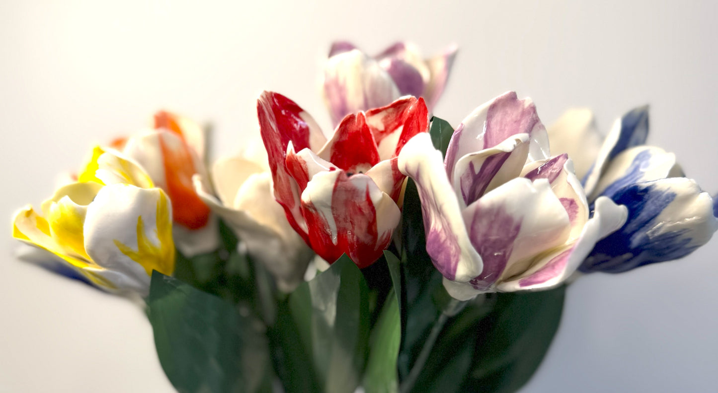 Tige de tulipe en porcelaine émaillée violette, TUL-380-1-0-T