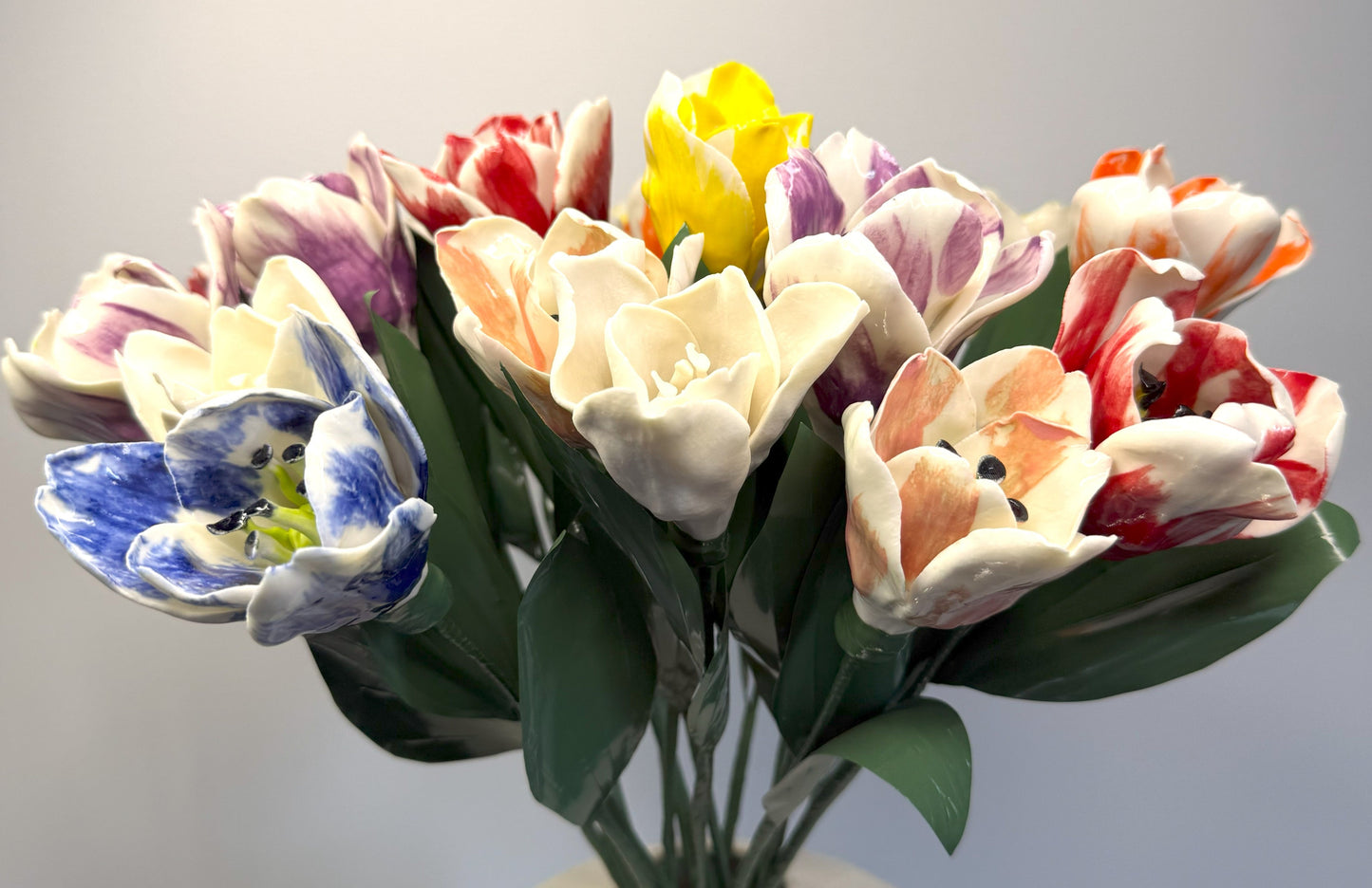 Tige de tulipe en porcelaine émaillée bleue, TUL-386-1-0-T