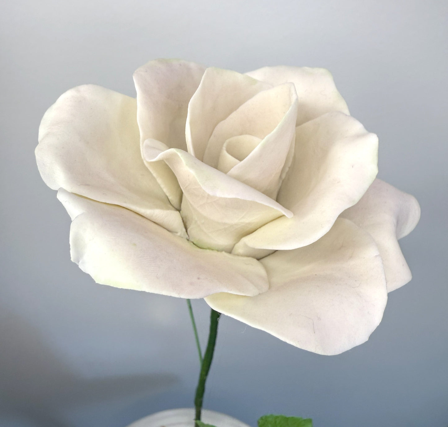 Tige de grande rose en biscuit de porcelaine rose, GRO-37/66-0-1-T