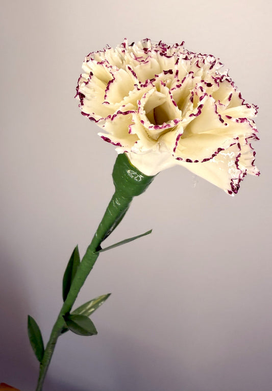 Tige d'oeillet en porcelaine émaillée liseré pourpre, OE-114-1-0-T