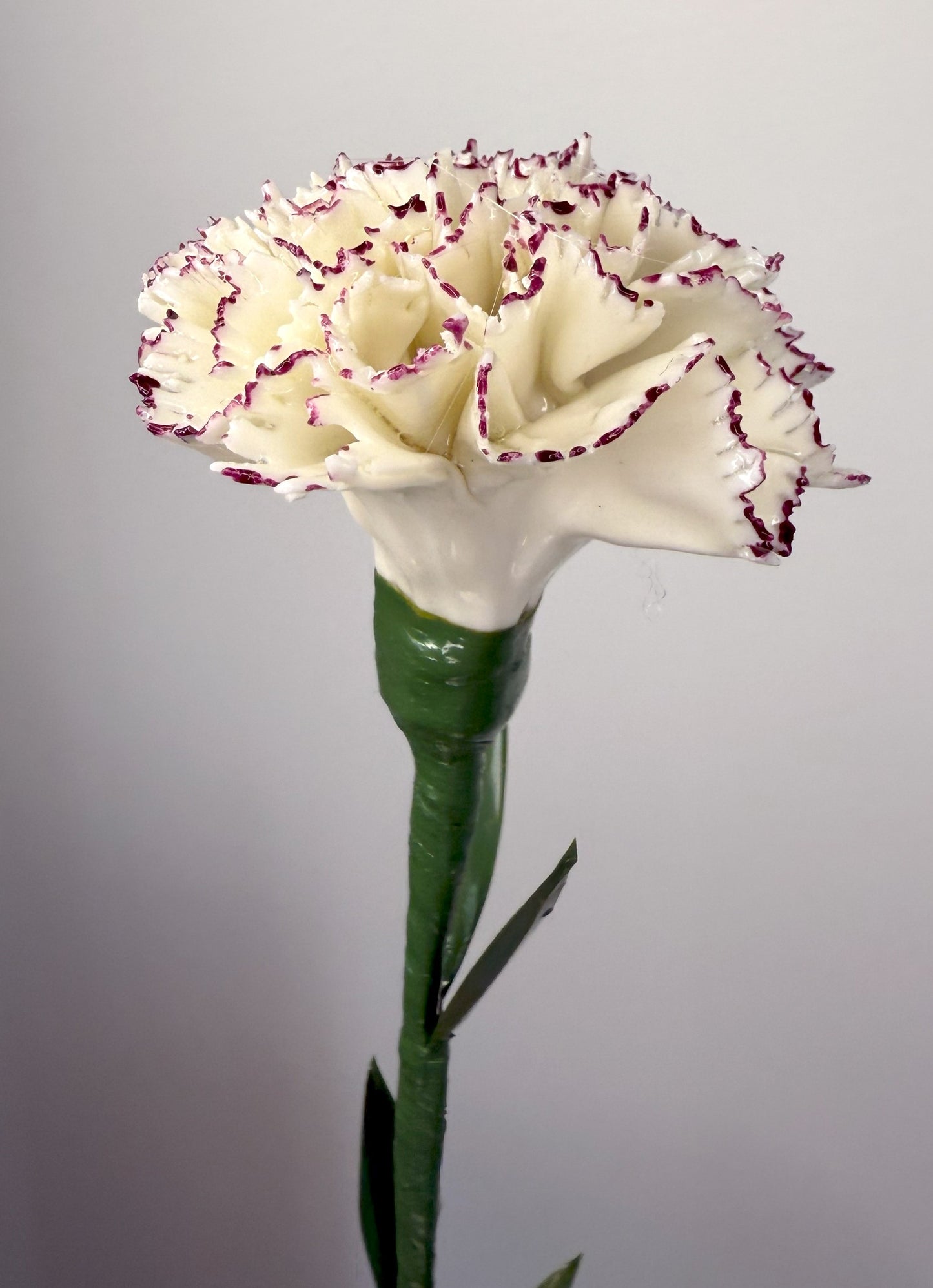 Tige d'oeillet en porcelaine émaillée liseré pourpre, OE-114-1-0-T