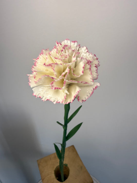 Pink-rimmed glazed porcelain eyelet stem, OE-037-1-0-T