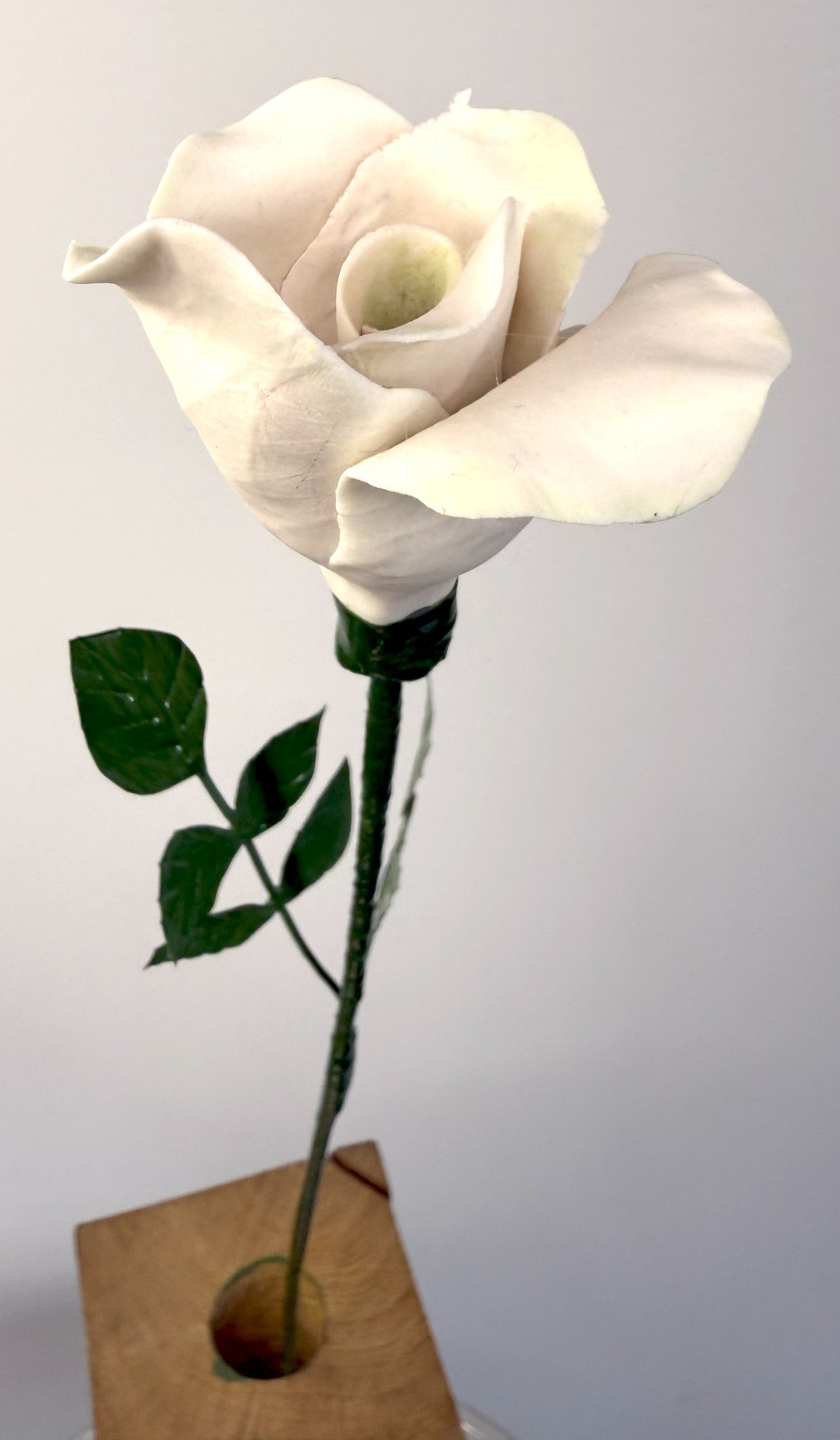 Tige de petite rose en biscuit de porcelaine rose, PRO-37/66-0-1-T