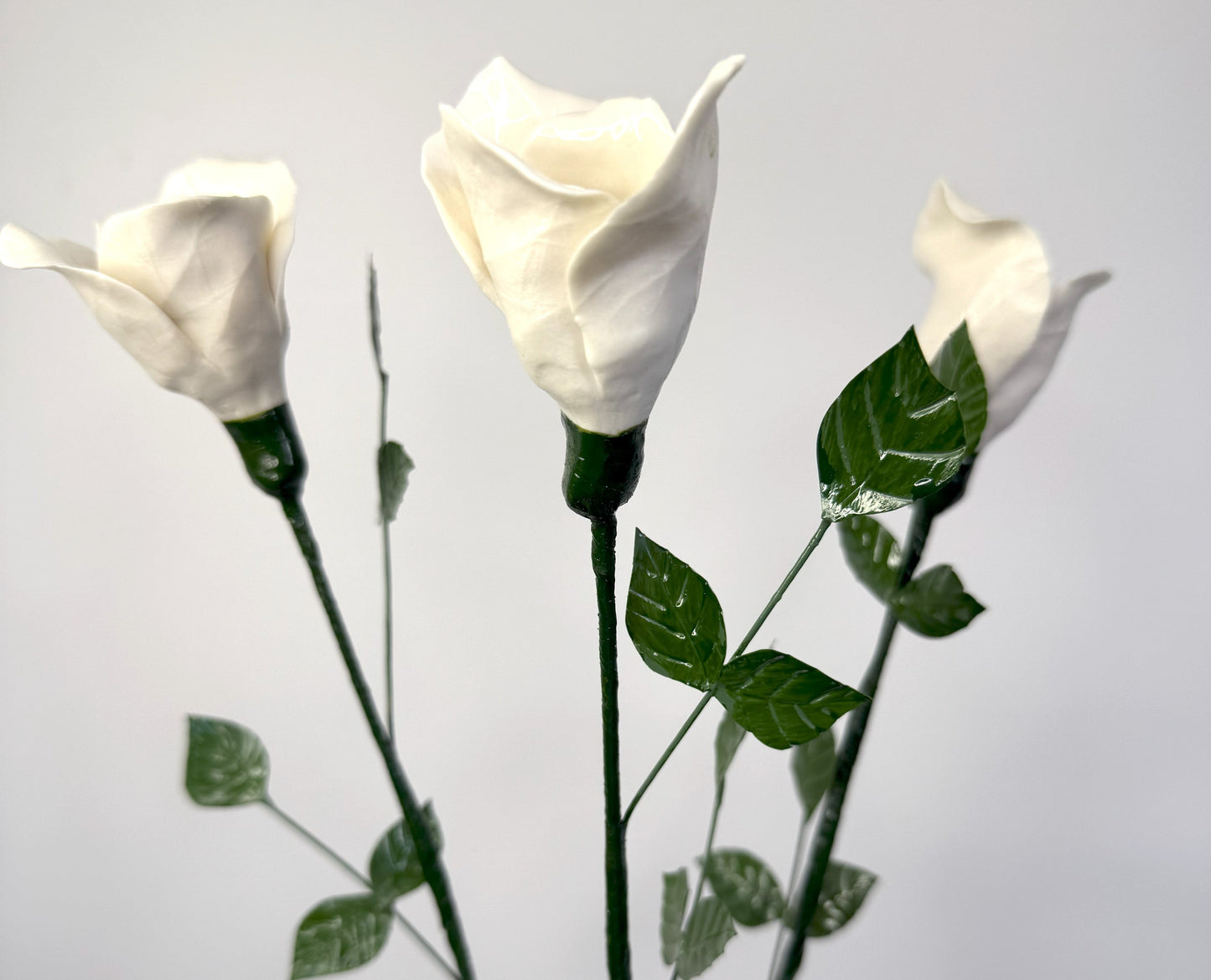 Tige de petite rose en porcelaine émaillée blanche, PRO-000-1-0-T