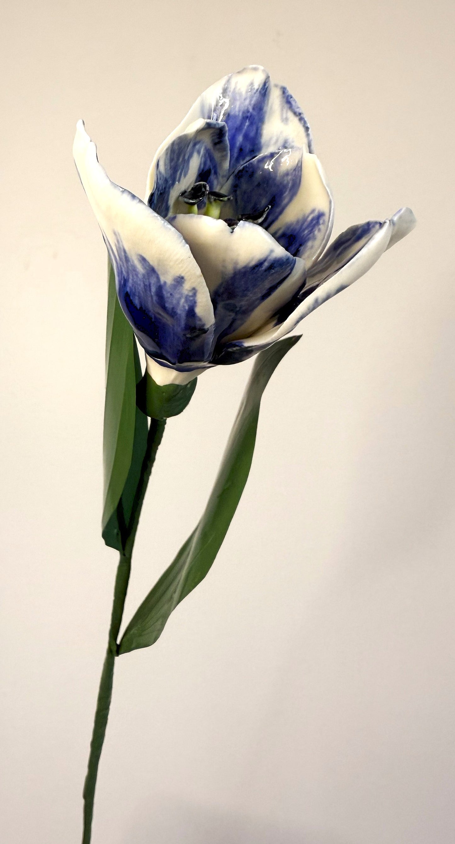 Tige de tulipe en porcelaine émaillée bleue, TUL-386-1-0-T