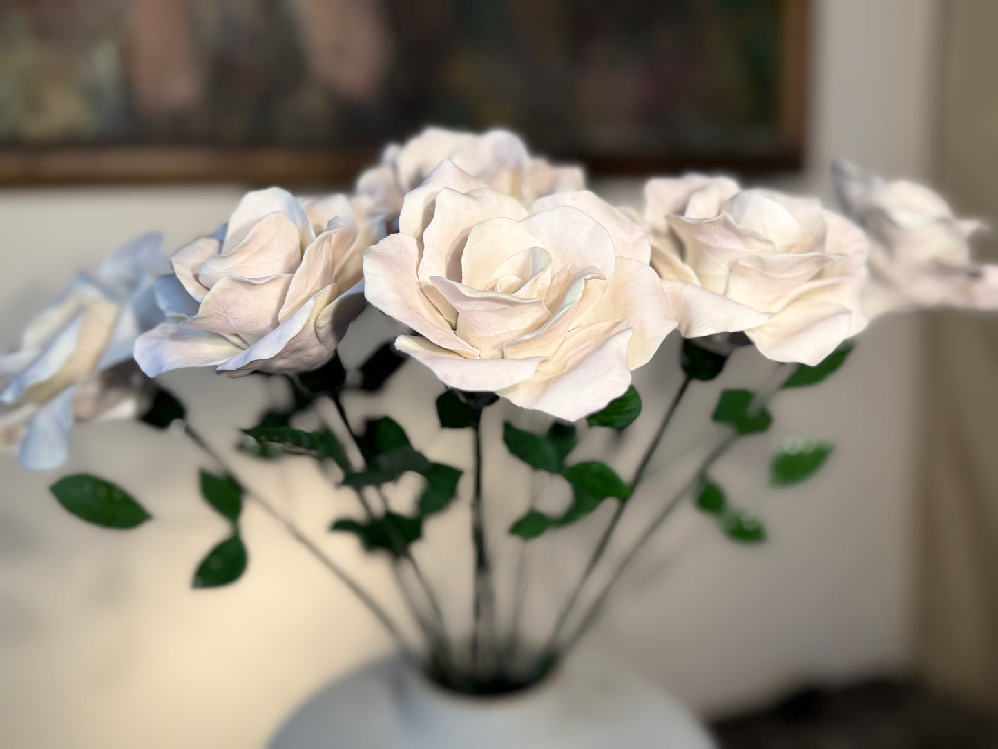Tige de grande rose en biscuit de porcelaine rose, GRO-37/66-0-1-T
