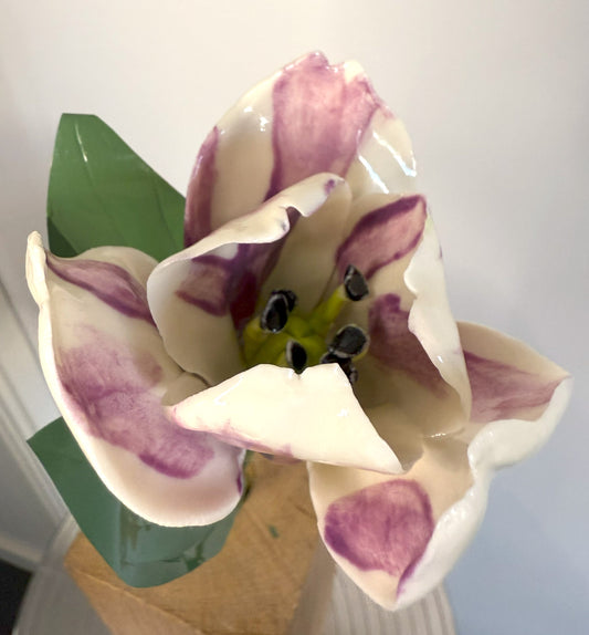 Tige de tulipe en porcelaine émaillée violette, TUL-380-1-0-T