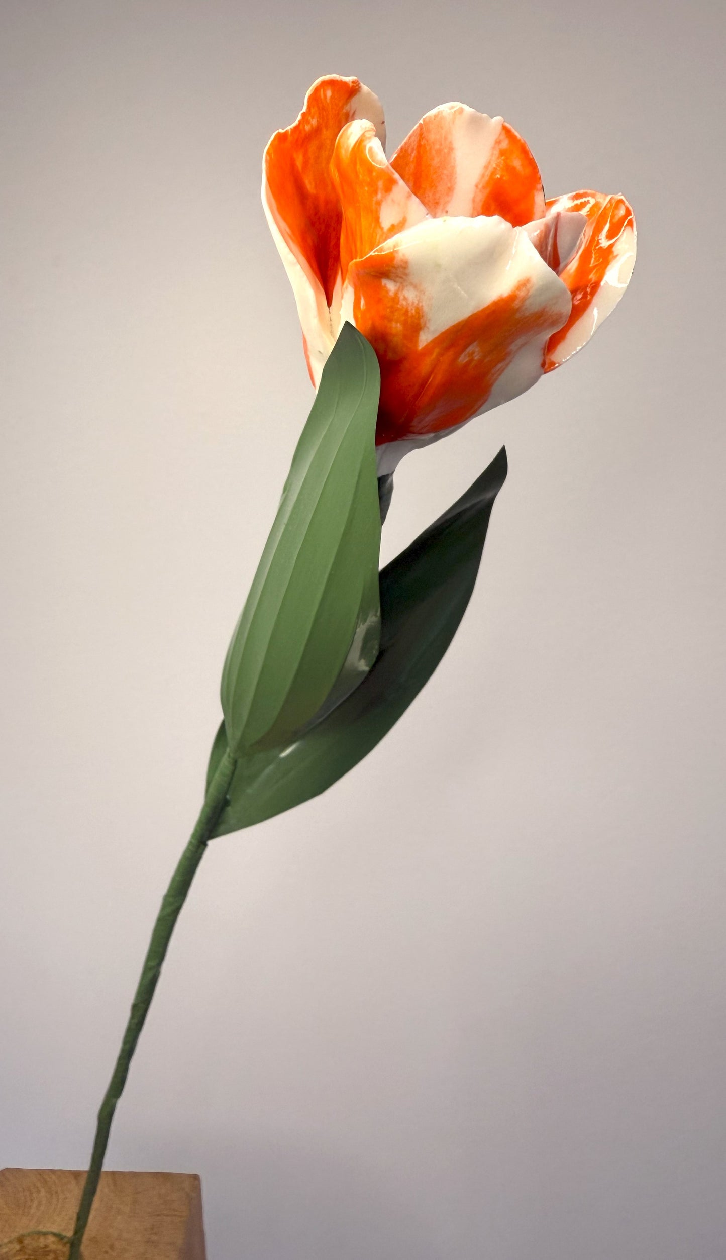 Orange glazed porcelain tulip stem, TUL-389-1-0-T