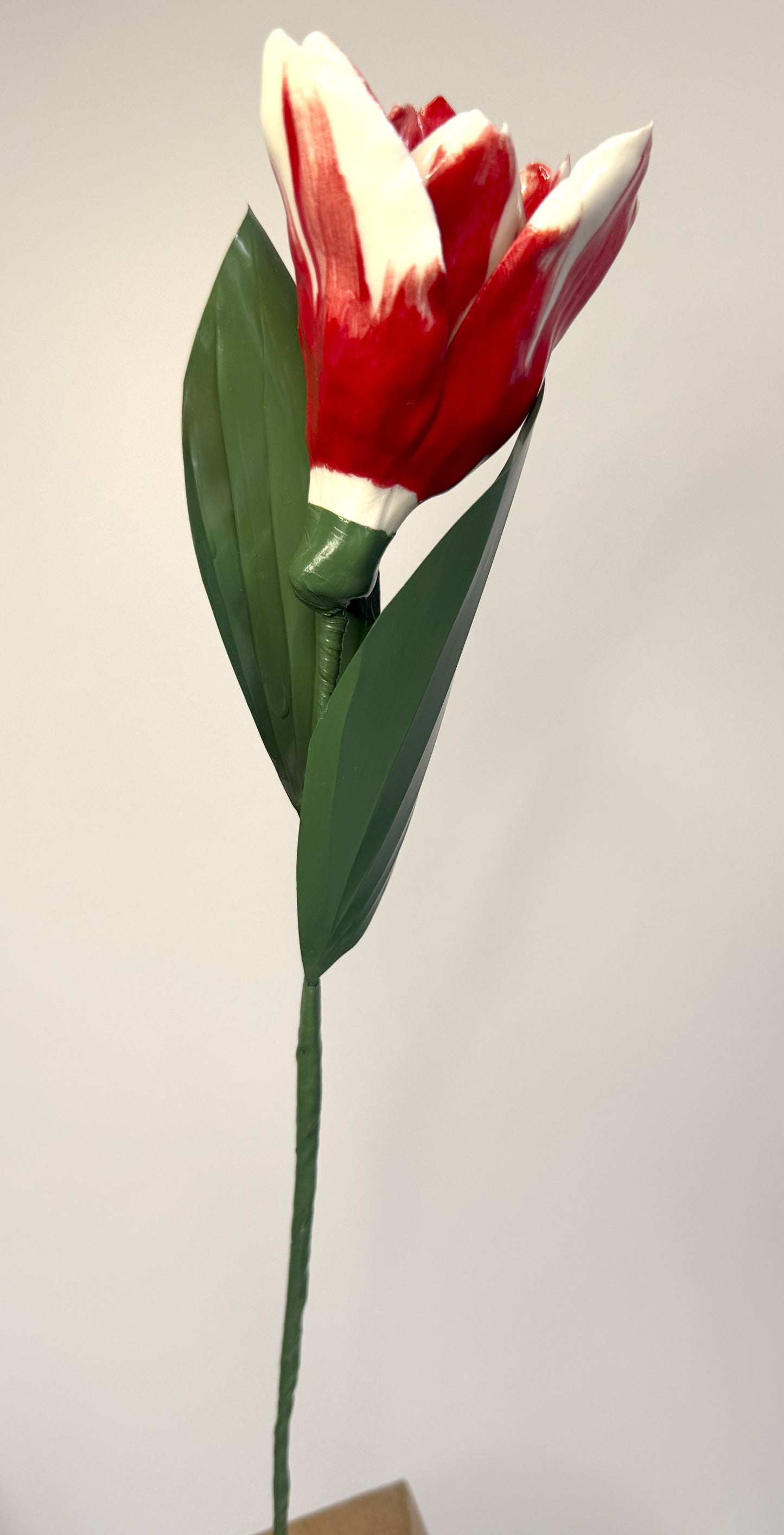 Tige de tulipe en porcelaine émaillée rouge, TUL-387-1-0-T