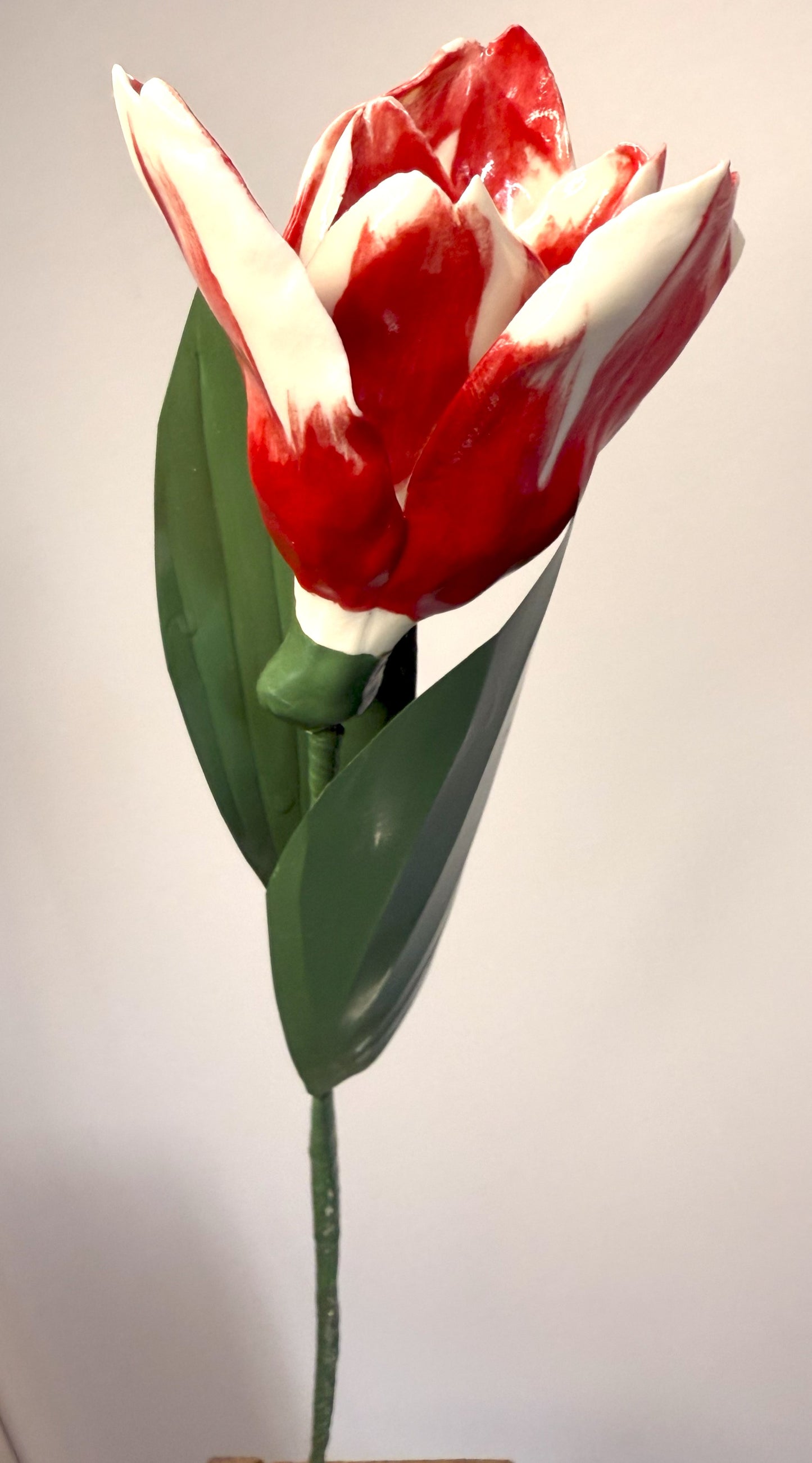 Tige de tulipe en porcelaine émaillée rouge, TUL-387-1-0-T