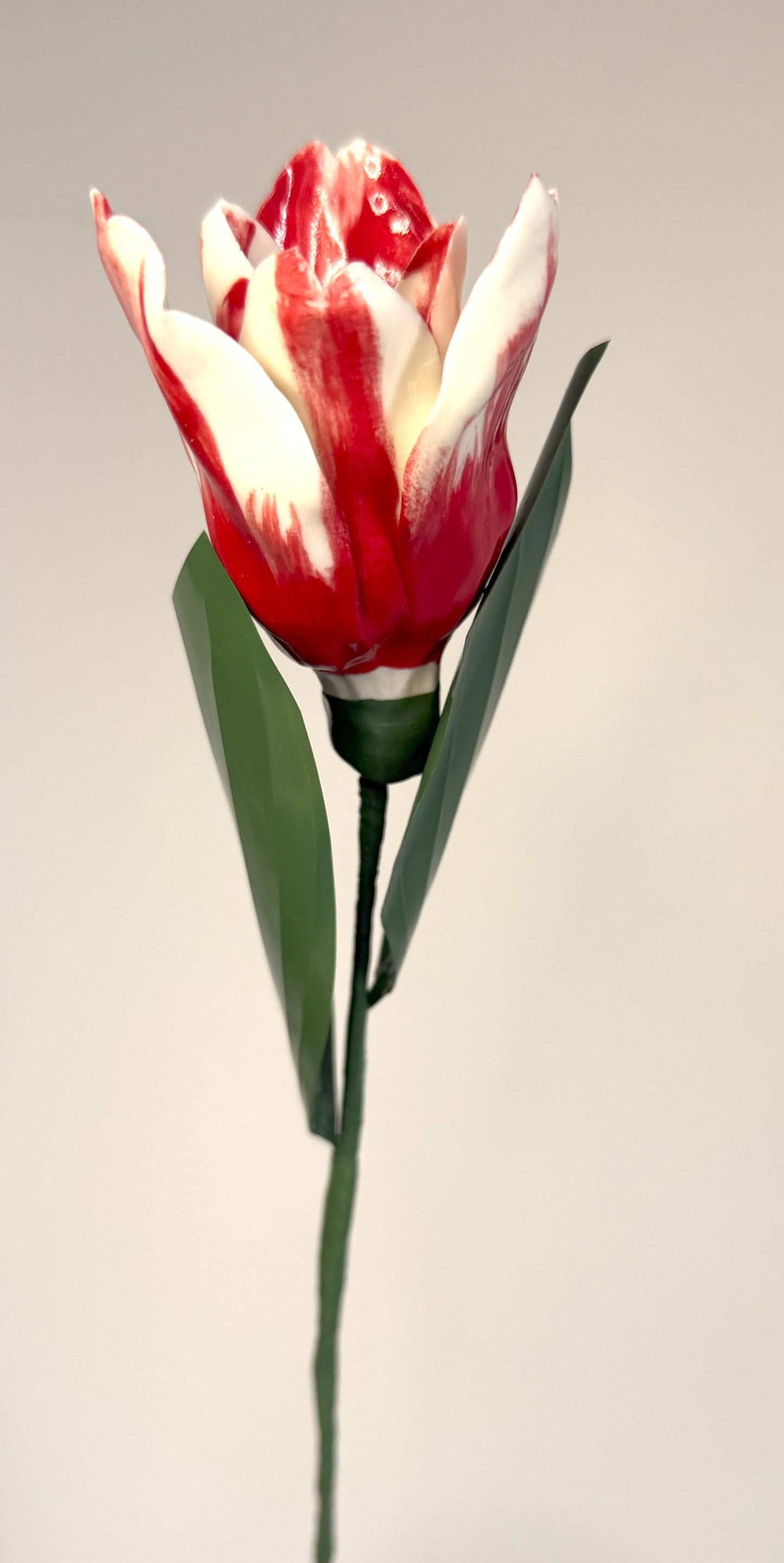 Tige de tulipe en porcelaine émaillée rouge, TUL-387-1-0-T