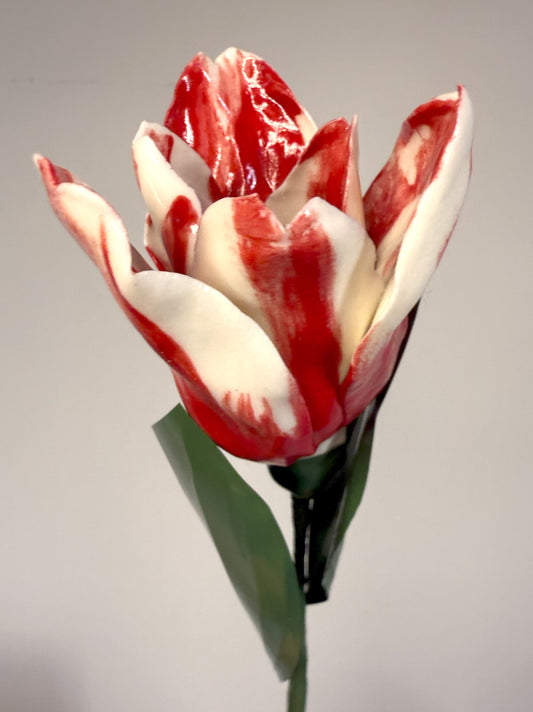 Tige de tulipe en porcelaine émaillée rouge, TUL-387-1-0-T