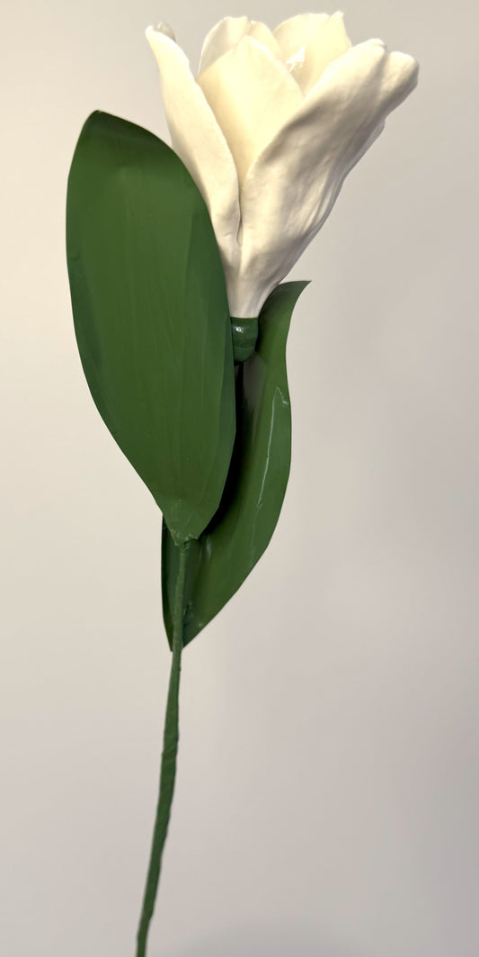 Tige de tulipe en porcelaine émaillée blanche, TUL-000-1-0-T