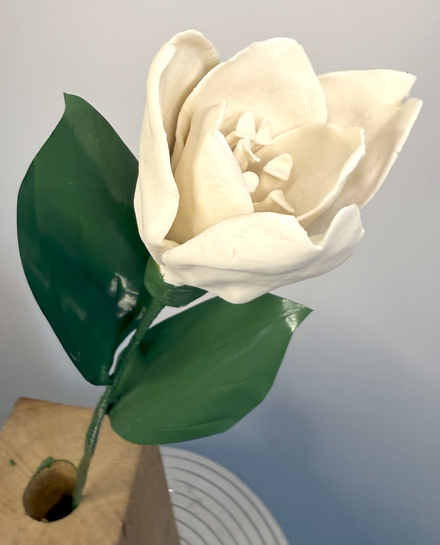 White glazed porcelain tulip stem, TUL-000-1-0-T