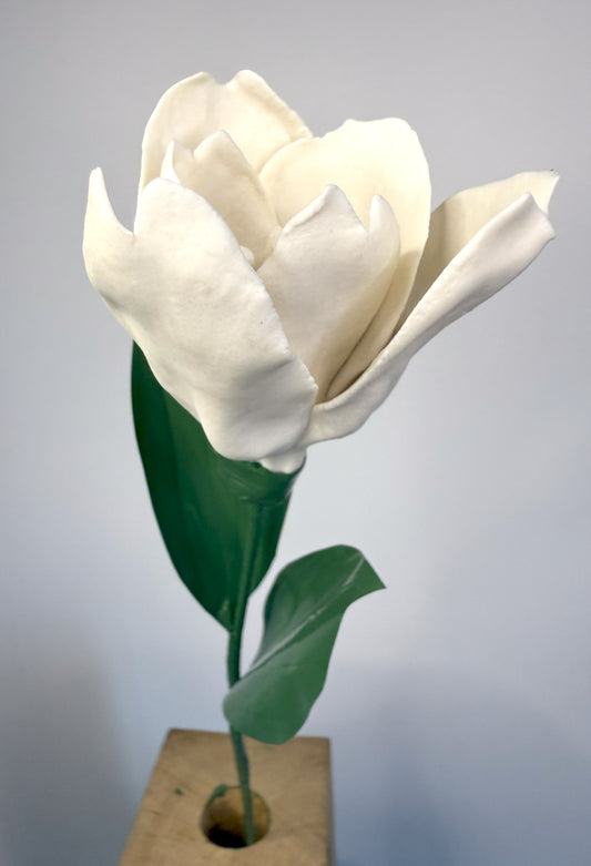 Tige de Tulipe en biscuit de porcelaine blanche, TUL-000-0-1-T