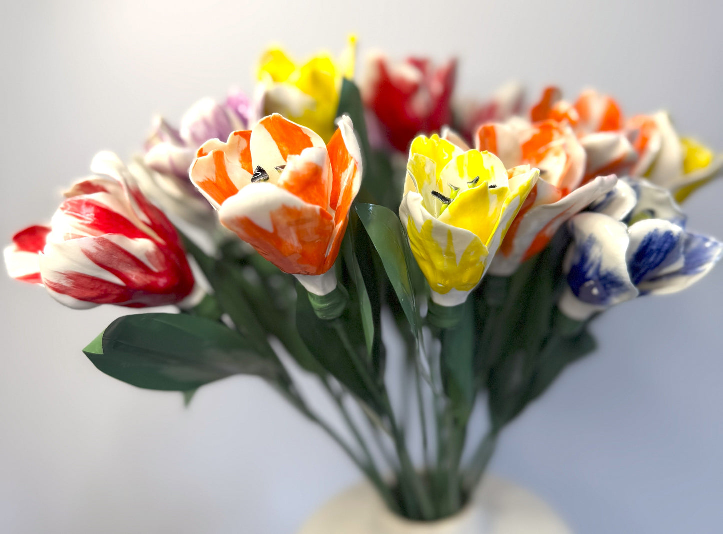 Tige de tulipe en porcelaine émaillée rouge, TUL-387-1-0-T