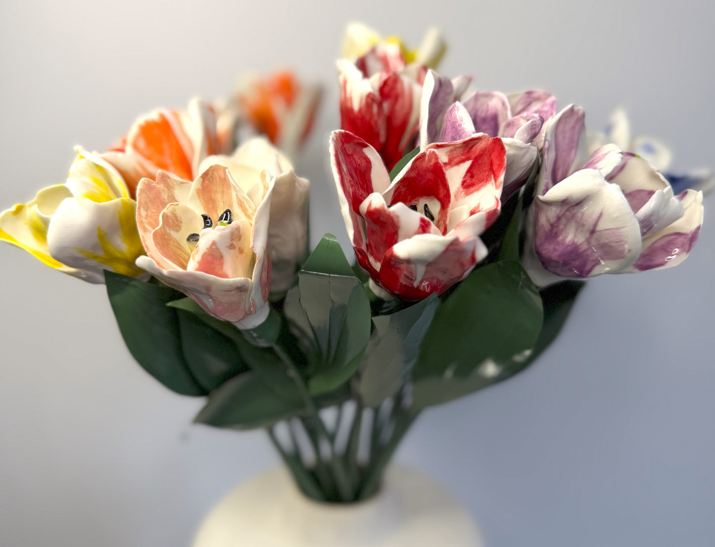 Orange glazed porcelain tulip stem, TUL-389-1-0-T
