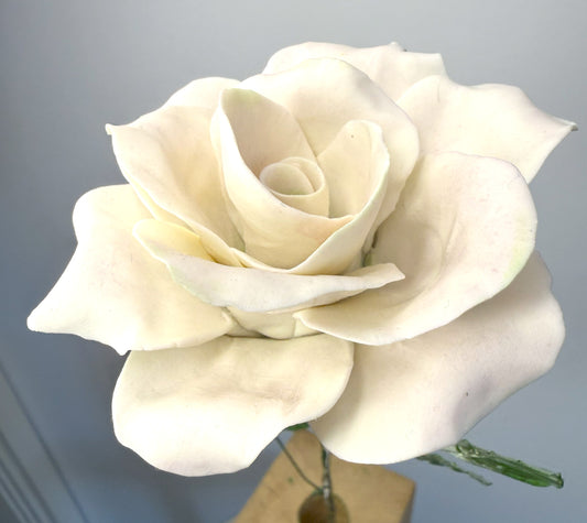 Tige de grande rose en biscuit de porcelaine rose, GRO-37/66-0-1-T