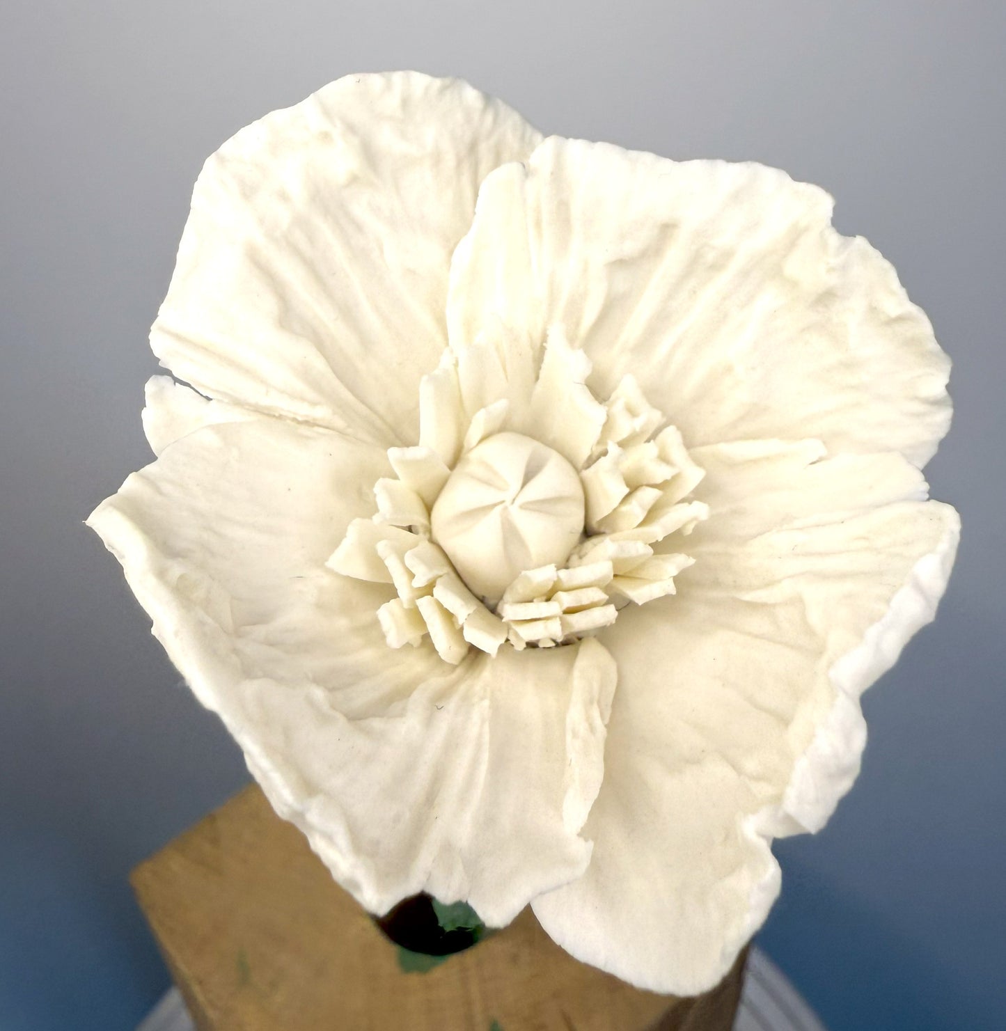 Small poppy stem in white porcelain bisque, PP-000-0-1-T