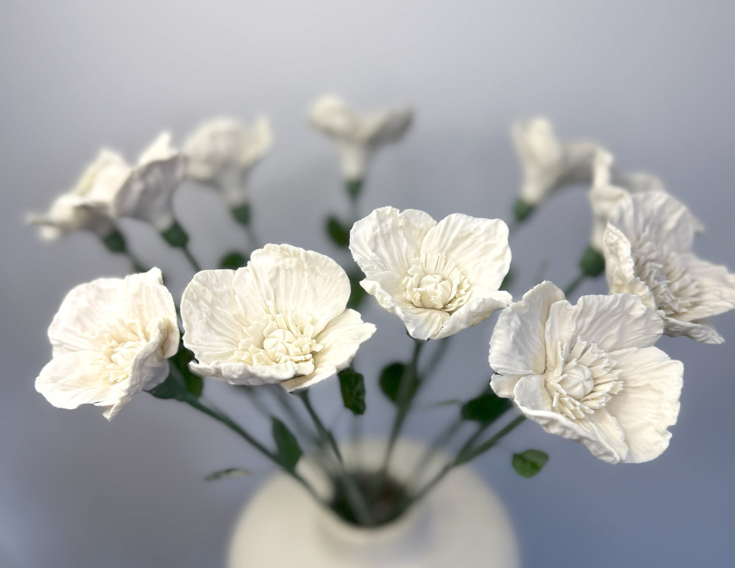 Small poppy stem in white porcelain bisque, PP-000-0-1-T