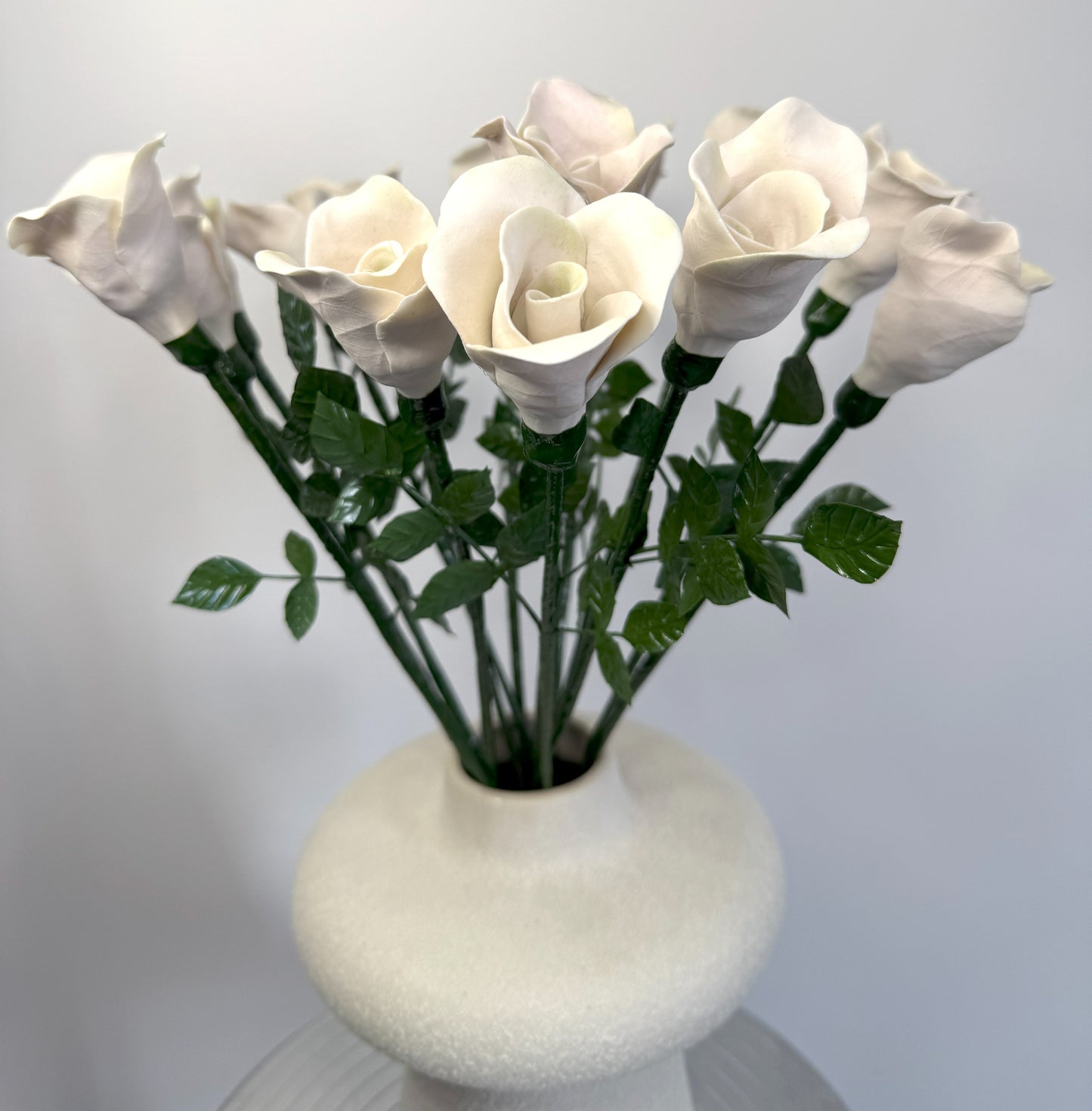 Tige de petite rose en biscuit de porcelaine rose, PRO-37/66-0-1-T
