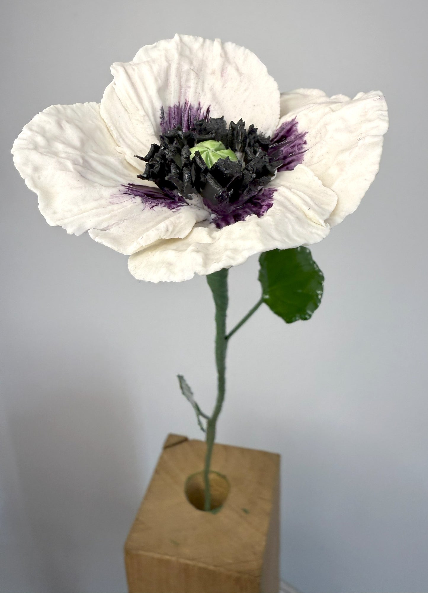 Small poppy stem in pink porcelain bisque, PP-33/94/66/139-0-1-T