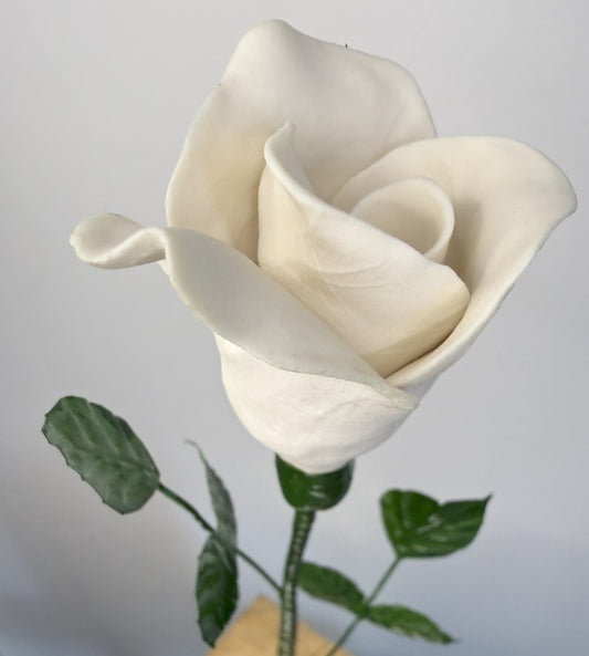 Tige de petite rose en biscuit de porcelaine blanche, PRO-000-0-1-T