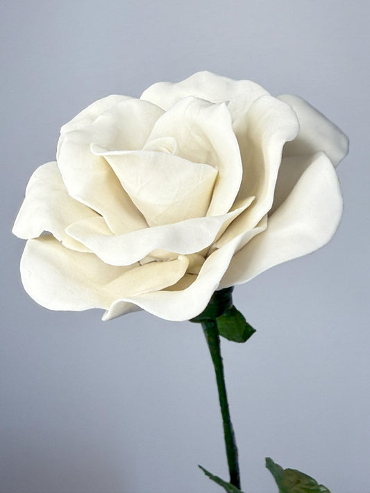 Tige de grande rose en biscuit de porcelaine blanche, GRO-000-0-1-T