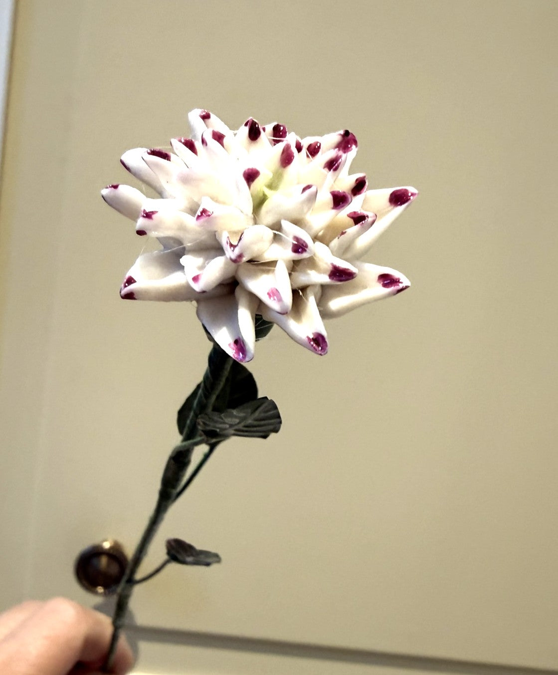 Tige de mini dahlia en porcelaine émaillée liseré pourpre MINIDAHL-pourpre-T