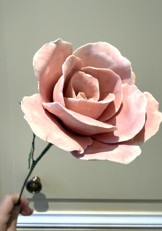 Tige de grande rose en biscuit de porcelaine rose GRO-ENG-rose -T