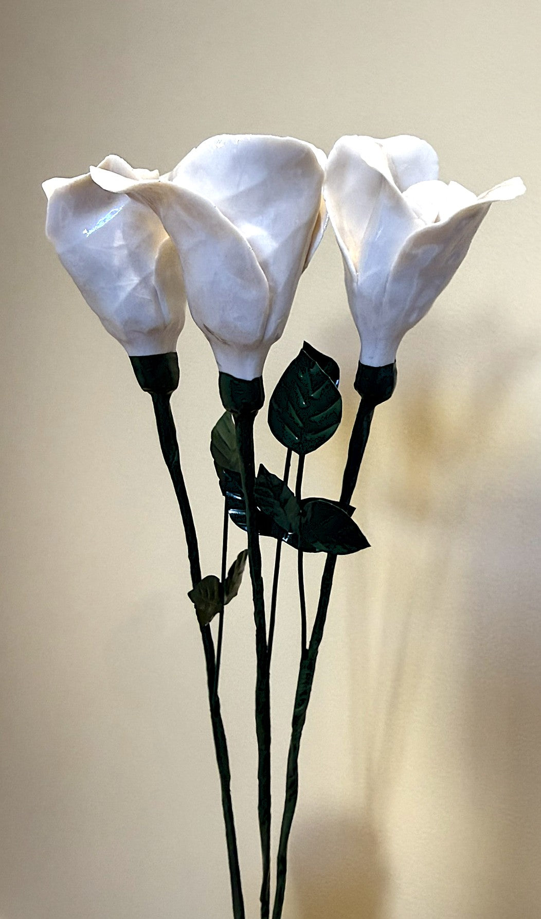 Tige de petite rose en porcelaine émaillée blanche PRO-emailblanc-T