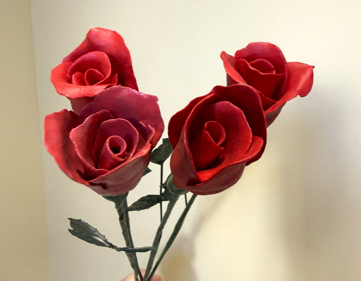 Tige de petite rose en biscuit de porcelaine rouge PRO-ENG-rouge-T