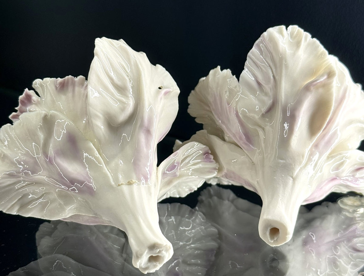 Tulipe perroquet en porcelaine émaillée rose pâle à poser  TPO-316-1-0-P